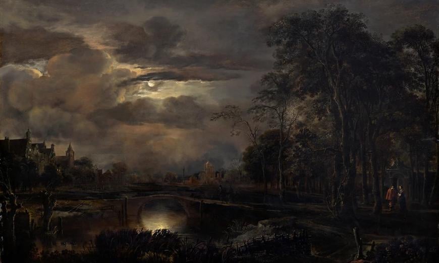 Aert van der Neer: Moonlit Landscape With Bridge
