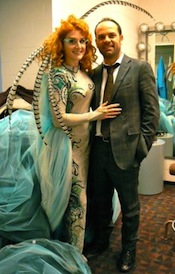 Laura Claycomb, backstage at a performance of Britten's <em>Midsummer Night's Dream</em>, with her husband, Tullio Candoloro