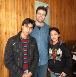 Kimball Gallagher With Students Elham and Milad at the Afghanistan National Institute of Music in Kabul, Afghanistan
