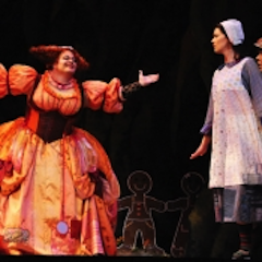 Tenor James Callon as the witch, soprano Sara Gartland as Gretel and mezzo-soprano Kindra Scharich as Hansel