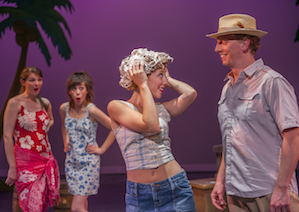 Nellie Forbush (Madison Genovese) "washing that man out of her hair," as she encounters Emile de Becque (Daniel Cameron) in Foothill Music Theatre's <em>South Pacific</em> Photo by David Allen