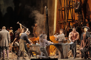The music to continue: Met Chorus in Act 2 of <em>Trovatore</em> Photo by Ken Howard/The Metropolitan Opera