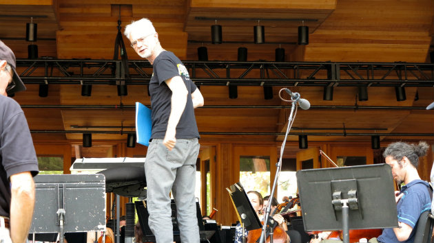 John Adams onstage during rehearsal at the Britt Classical Music Festival (Photo by Jason Victor Serinus)