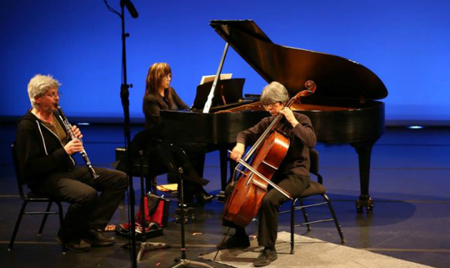 Peter Josheff on clarinet, Brenda Tom on piano, and Thalia Moore on cello (Photo by Yen Bachmeier)