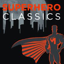 Superhero with cape and Marin Symphony emblem