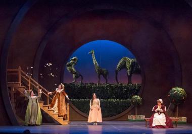 Opera San José presents Verdi’s hilarious and beloved comedic masterpiece "Falstaff," February 11–26, 2023 at the California Theatre in San Jose.  Seen here: OSJ's 2013 production of "Falstaff." Photo Credit: Bob Shomler