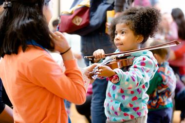 Kids and adults alike can try an instrument in Crowden's humungous Instrument Petting Zoo at Community Music Day.