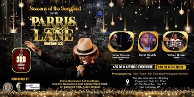 flyer for Parris Lane Seasons of the Songbird Feb 3 