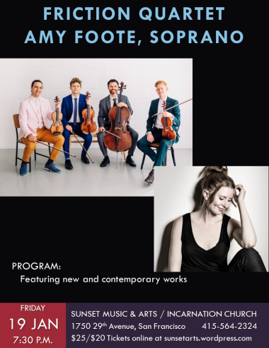 Friction Quartet with soprano, Amy Foote