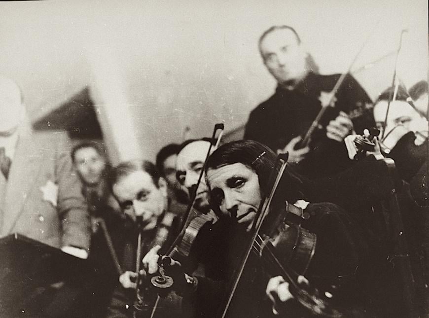 Violinists in the Kovno ghetto orchestra