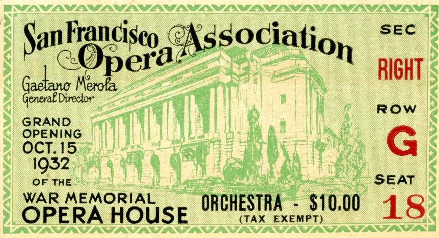 SF Opera Ticket from 1932