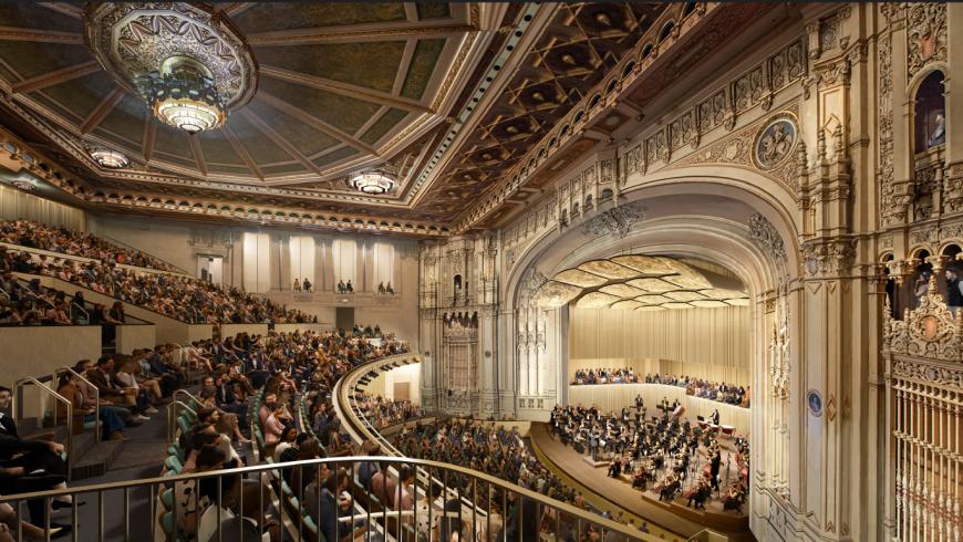 Rendering of the renovated Copley Symphony Hall