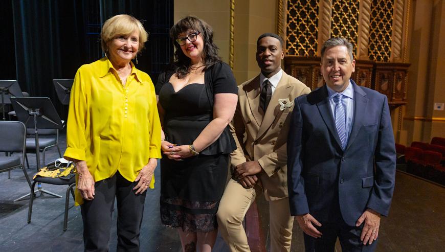 Judges for the Irene Dalis Vocal Competition: Frederica von Stade, Shawna Lucey, Soloman Howard, and John Churchwell