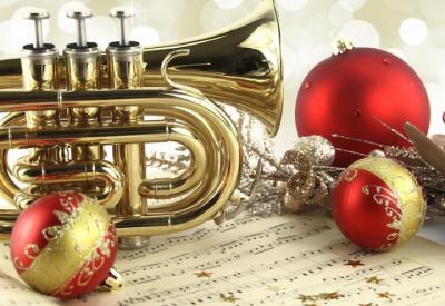 photo of trumpet and ornaments