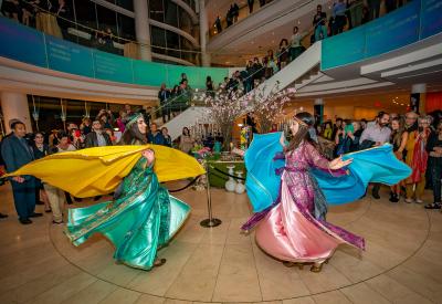 Members of Melieka Fathi Dance Company perform in Segerstrom Hall lobby