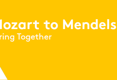 yellow banner with text reading: Mozart to Mendelssohn String Together