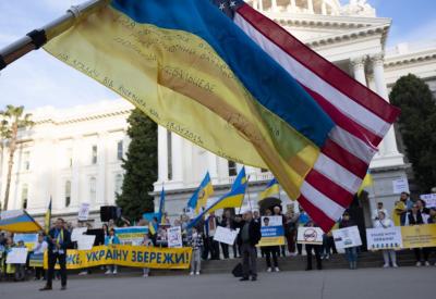 A Ukraine peace rally at the California State Capitol in Sacramento