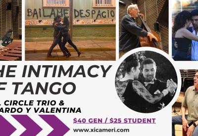 The Intimacy of Tango advertisement with musicians and dancers