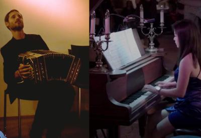 Hugo (left) on bandoneon and Crystie (right) on piano