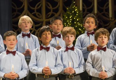 Ragazzi Boys Chorus will lift their voices with festive songs of the holiday season with the concert "Magnificent Wonders" December 3, 2022 at First United Methodist Church in Palo Alto and December 11, 2022 at Old First Church in San Francisco. Seen here is Ragazzi Boys Chorus in a previous holiday concert.