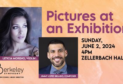 Join Music Director Joseph Young, guest artist Leticia Moreno, and the Berkeley Symphony Orchestra for our final concert of the Season, "Pictures at an Exhibition," on Sunday, June 2, 2024 at 4 p.m. at Zellerbach Hall. 
