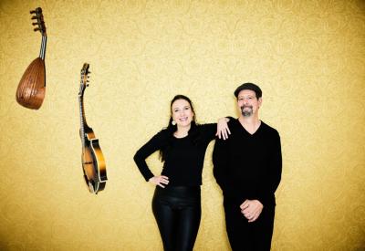 Caterina Lichtenberg and Mike Marshall  will perform Evan Price's new double mandolin concerto, A Game of Cat and Mike.