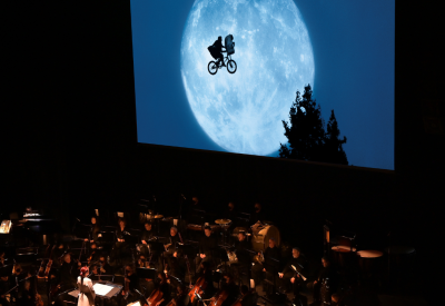 Symphony San Jose performs John Williams' Academy Award-winning score while film plays above the stage. 