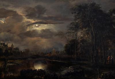 Aert van der Neer: Moonlit Landscape With Bridge