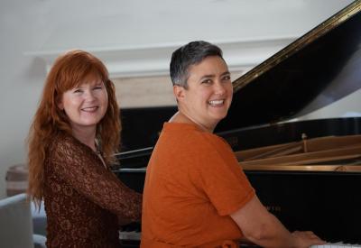 Pianists Sarah Cahill and Regina Myer (Photo by Miranda Sanborn)