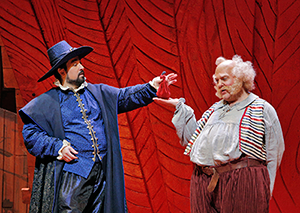 Fabio Capitanucci (Ford) and Bryn Terfel (Falstaff). <br>Photo by Cory Weaver/San Francisco Opera.
