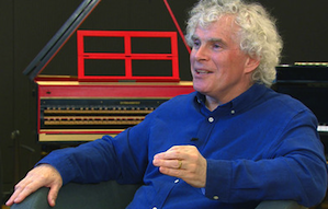 Simon Rattle at one of the many Philharmonic lecture-demonstrations available on line 
