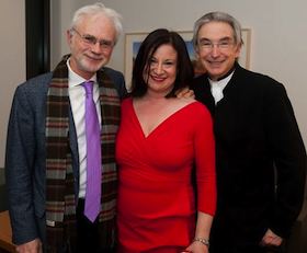 John Adams, Jenny Bilfield and Michael Tilson Thomas at the Bing Hall opener Photo by Steve Castillo