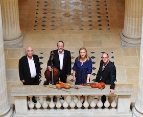 Bordeaux Quartet: violist Tasso Adamopoulos, cellist Etienne Peclard, violinists Cecile Rouviere and Stephane Rougier