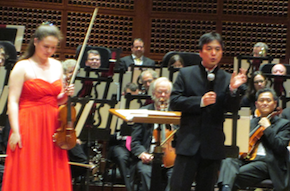 Violinist Alina Ming Kobialka and conductor Lan Shui 