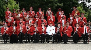 The Redcoats of the band, the leader (Wirgler) in white 