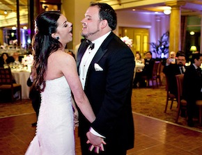 Sara Gartland and David Lomelí sing during their first dance at the wedding reception Photo by Peter DaSilva 