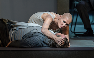 Simon O'Neill as Parsifal and Angela Denoke as Kundry in the Royal Opera's <em>Parsifal</em> Photo by Clive Barda