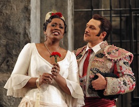 Kendall Gladen as Carmen and Paulo Szot as Escamillo