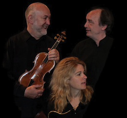 John Holloway, violin; Jane Gower, dulcian; and Lars Ulrik Mortensen, harpsichord