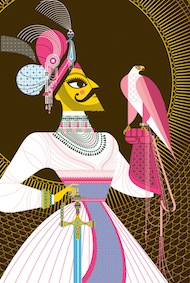 "Maharaja with Falcon," by video artist Sanjay Patel 