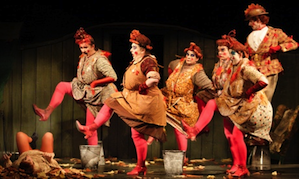 The chorus of hens from Welsh National Opera's <em>The Cunning Little Vixen</em> Photo by Catherine Ashmore