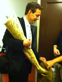 Jake Heggie, with The Leg Photo by Suzanne Turley