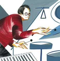 Steven Schick, solo recital on Feb. 14 Illustration by Ping Zhu/<em>The New Yorker</em> 