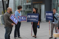 Thea Selby and FX Crowley supporters outside the Yerba Buena Center for the Arts<br/>Photos by Ahmet Aydogan