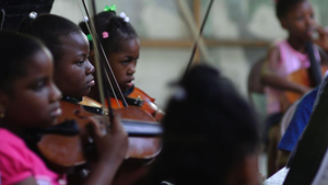 Children in Port-au-Prince's music school before the quake<br>Photos by Owsley Brown Presents