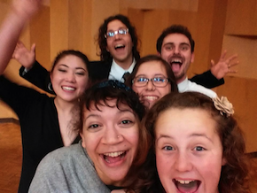 Sessler (lower left) with some of her students "who all placed or were prize-winners in the National Association of Teachers of Singing Competition" earlier this year