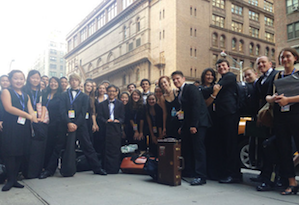 Napa Valley Youth Symphony members in front of Carnegie Hall
