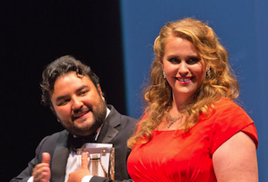 Singers Mario Chang and Rachel Willis-Sørensen took the first-place prizes on Saturday at the 2014 Operalia competition held in Los Angeles. (Craig Mathew