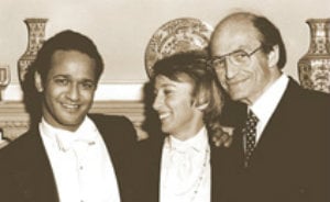 André Watts, Ruth Felt, and James Schwabacher at the reception following San Francisco Performances' inaugural concert, November 23, 1980.
