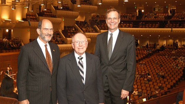 S.F. Symphony Executive Director Brent Asink on the right, with his predecessor, Peter Pastreich (1978-1999) on the left, and the late Joseph Scafidi (1964-1978) in the middle